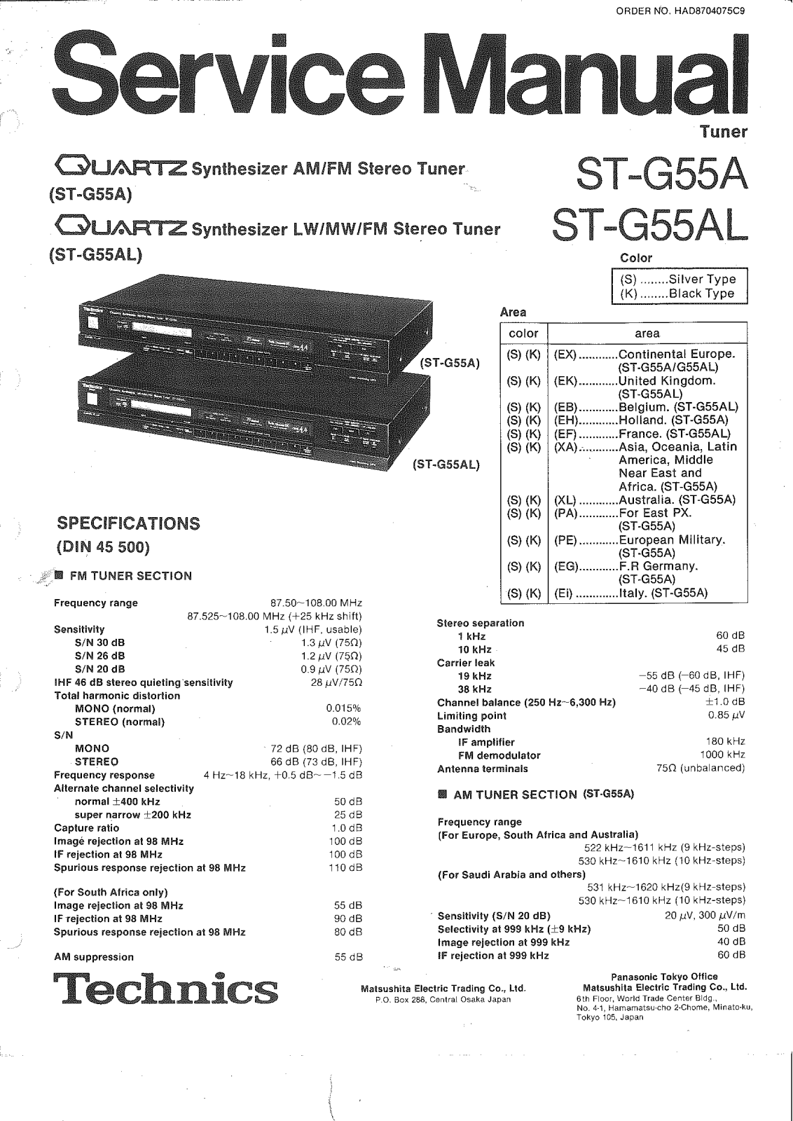 Technics ST-G55A, ST-G55AL Service Manual