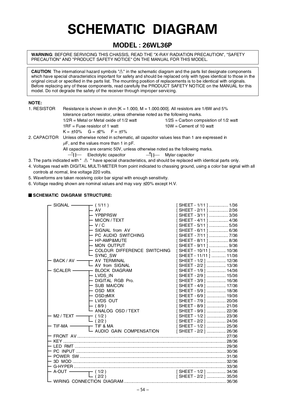 Toshiba 26WL36CD Schematic