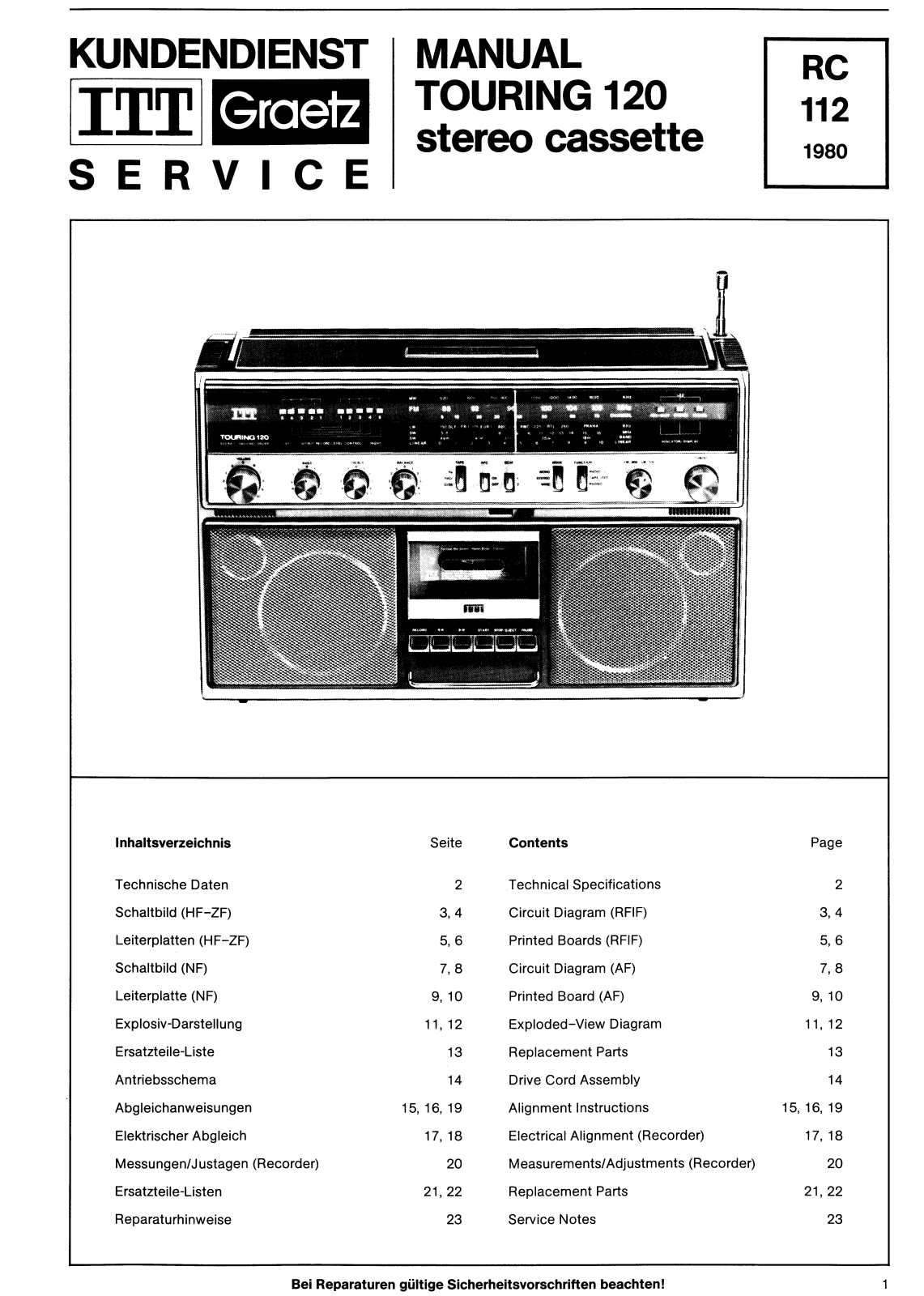 ITT touring 120 Service Manual