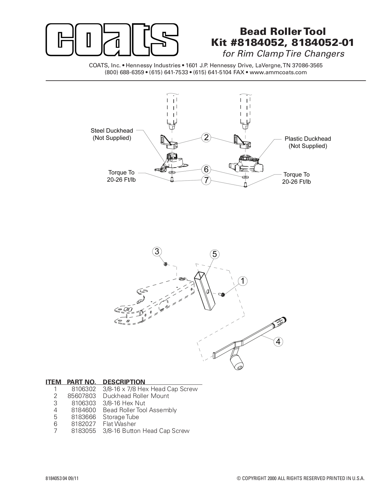 COATS Kits 8184052 User Manual