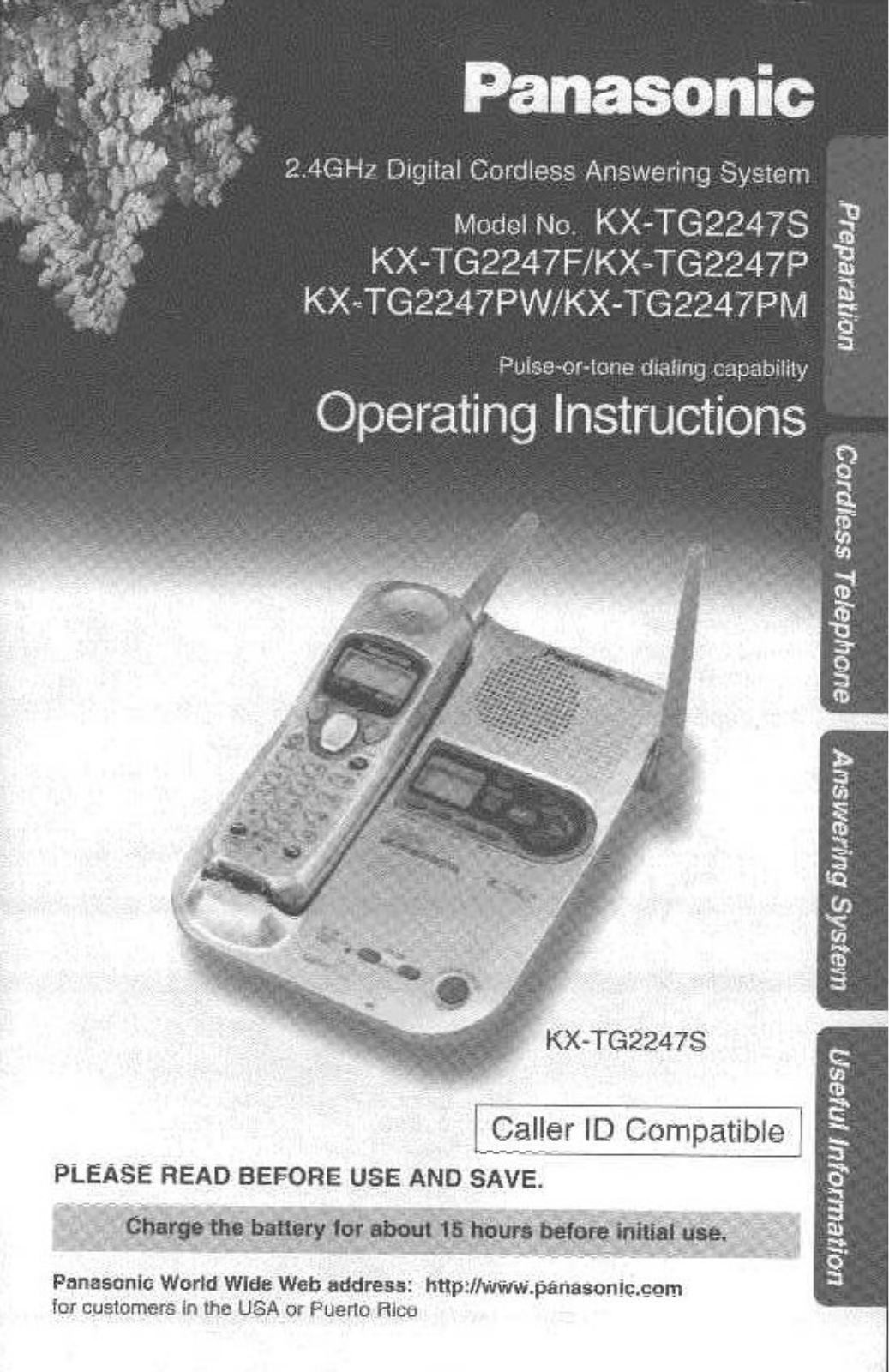 Panasonic kx-tg2247s Operation Manual