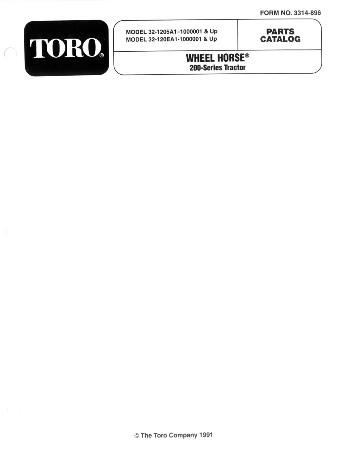 Toro 32-1205A1, 32-120EA1 Parts Catalogue