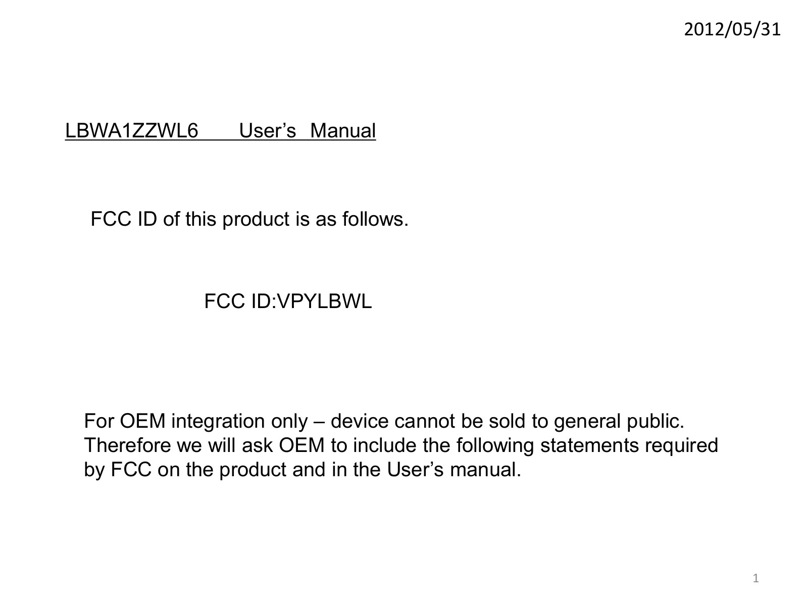 Murata LBWL Users Manual