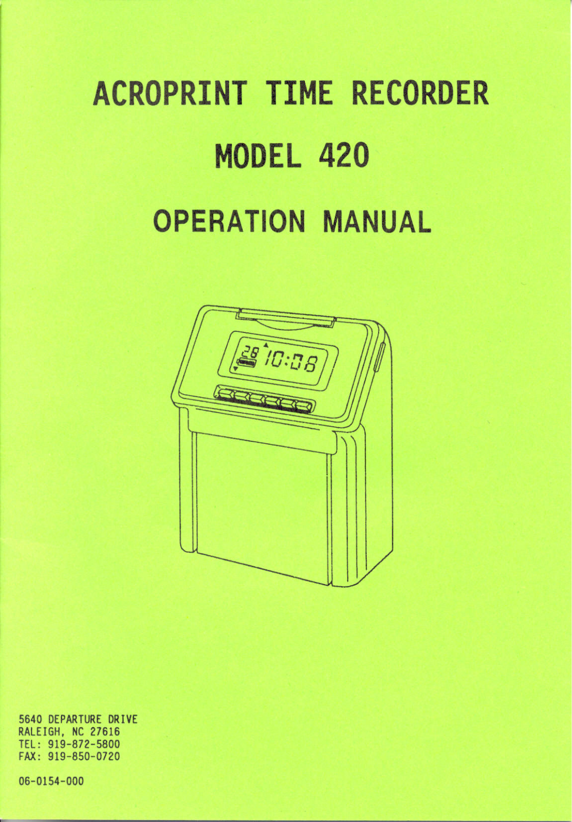 Acroprint 420 Operation Manual