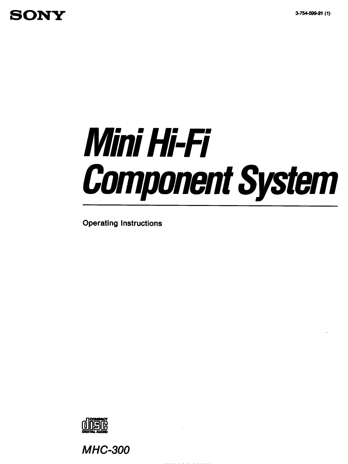 Sony MHC-300 Operating Manual