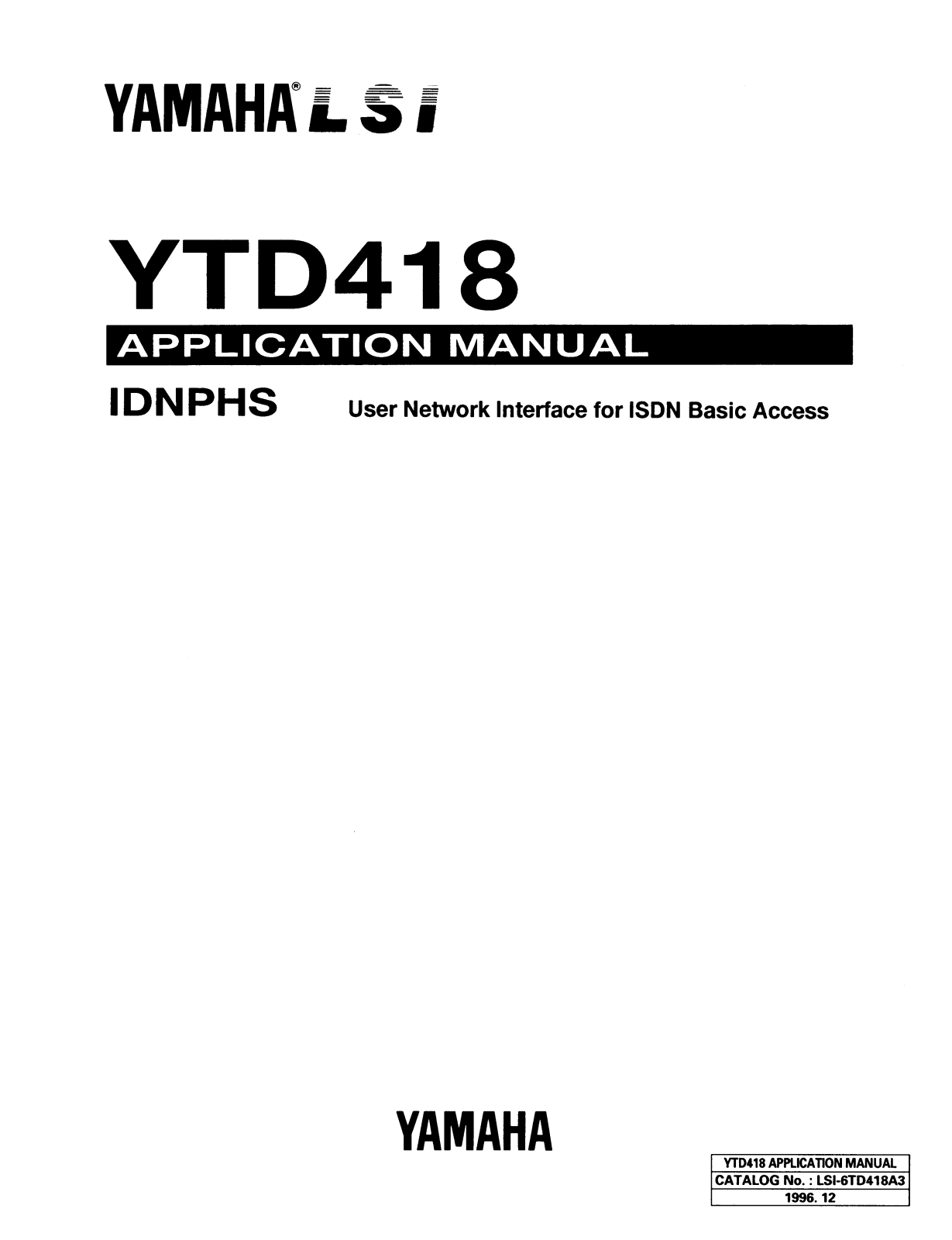 YAMAHA YTD418 Datasheet