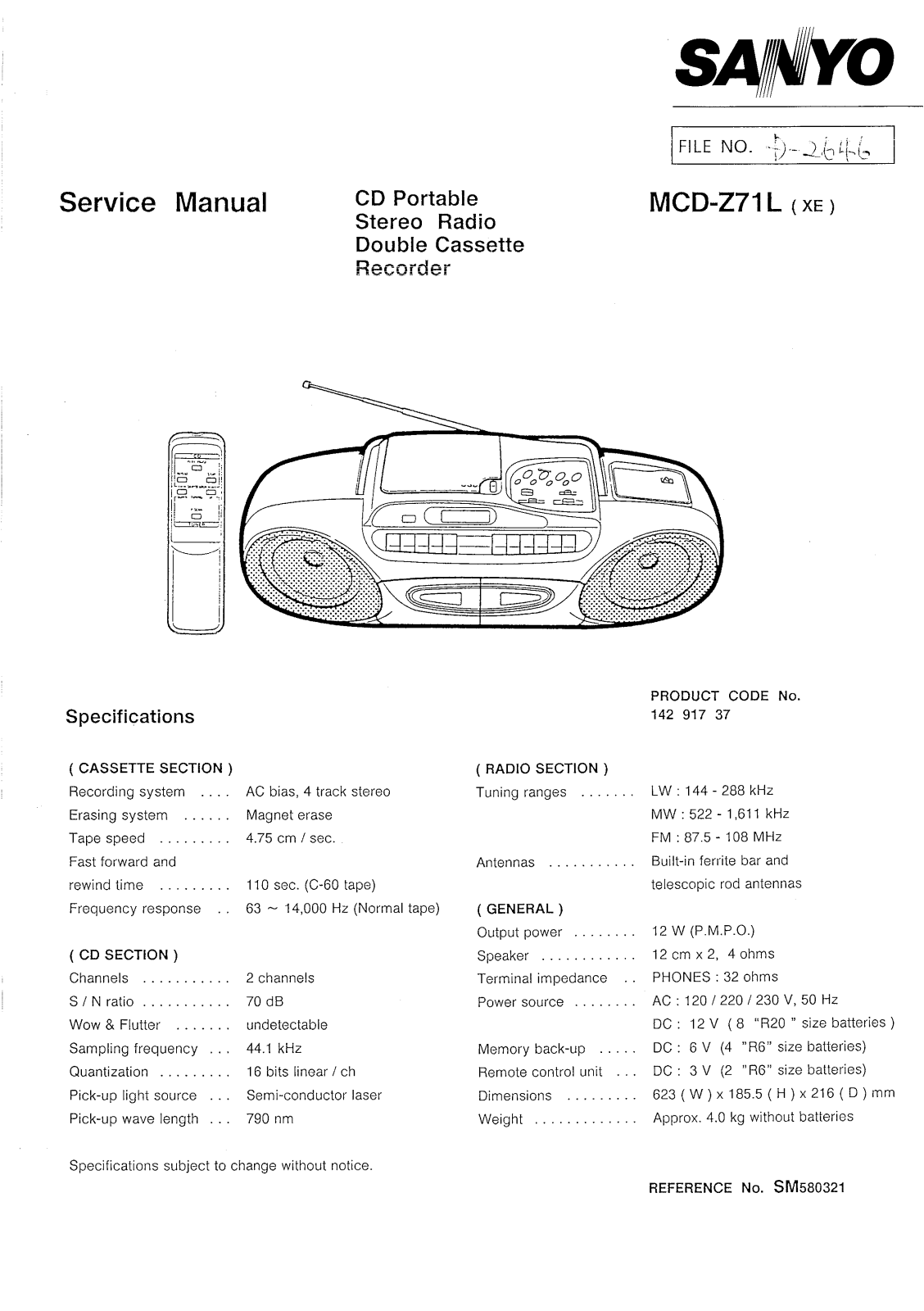 Sanyo MCDZ-71-L Service manual