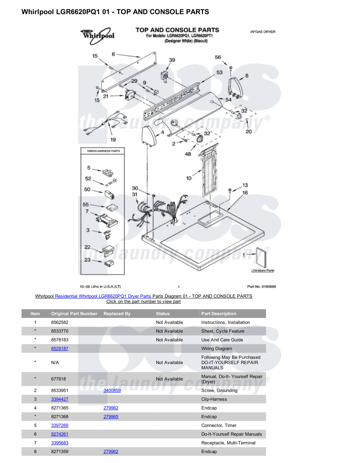 Whirlpool LGR6620PQ1 Parts Diagram