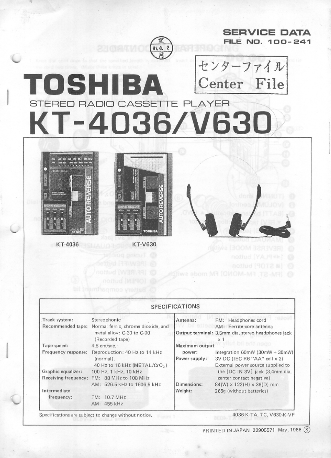 Toshiba KT-4036 Service manual