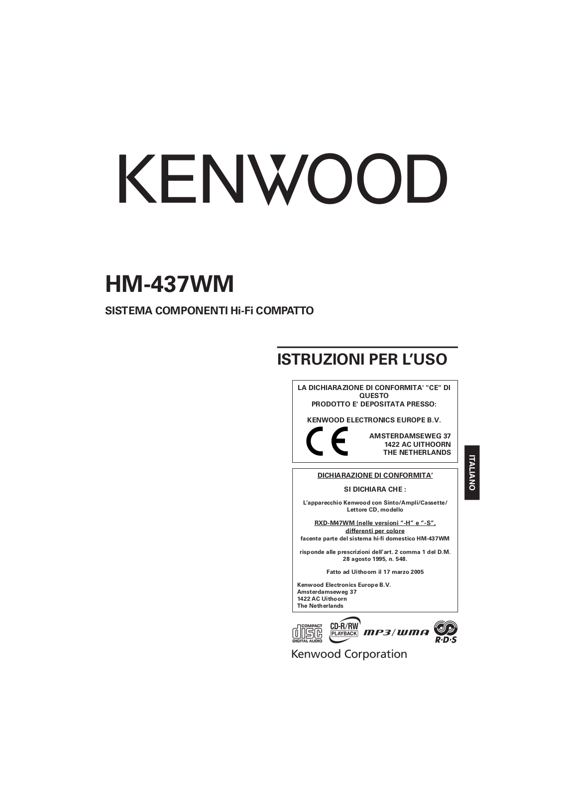 Kenwood RXD-M47WM Owner's Manual