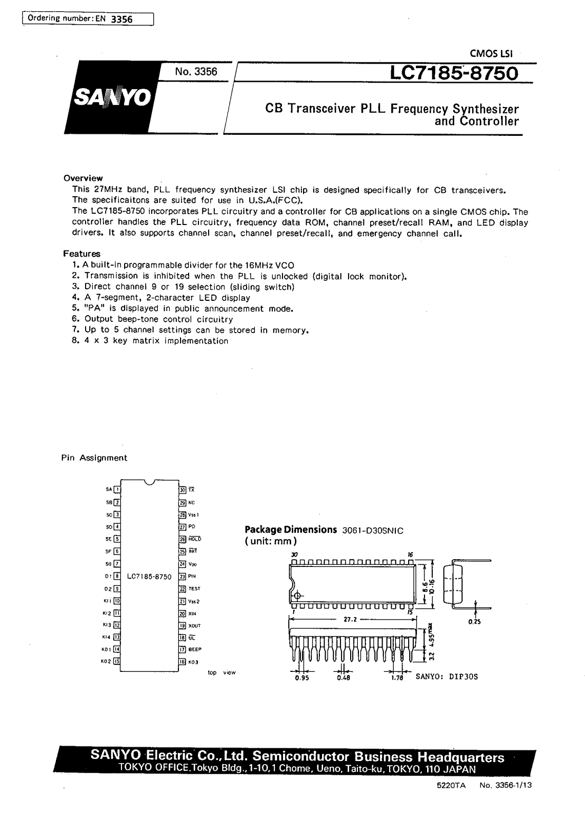 Datasheets LC7185 Datasheet - ManualMachine.com