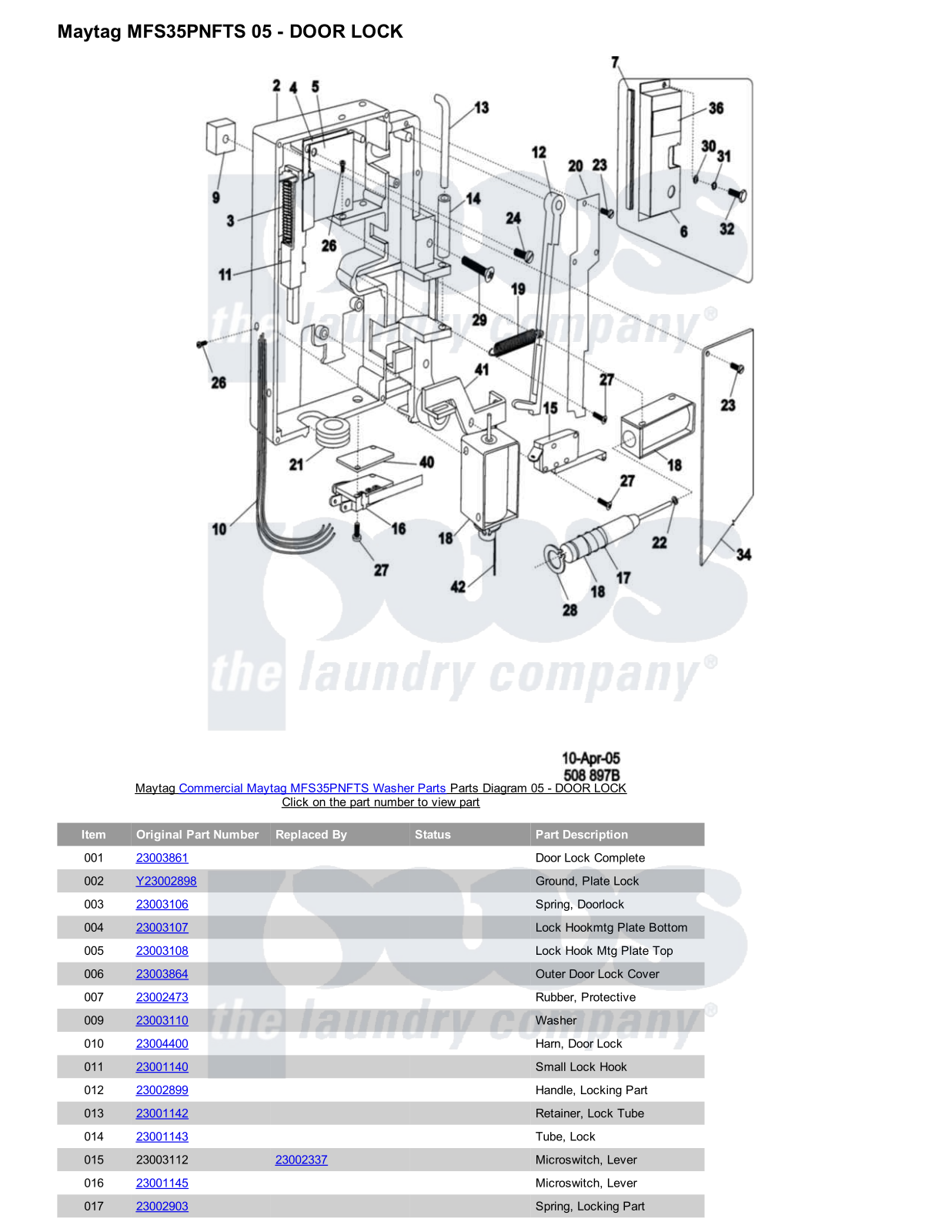 Maytag MFS35PNFTS Parts Diagram