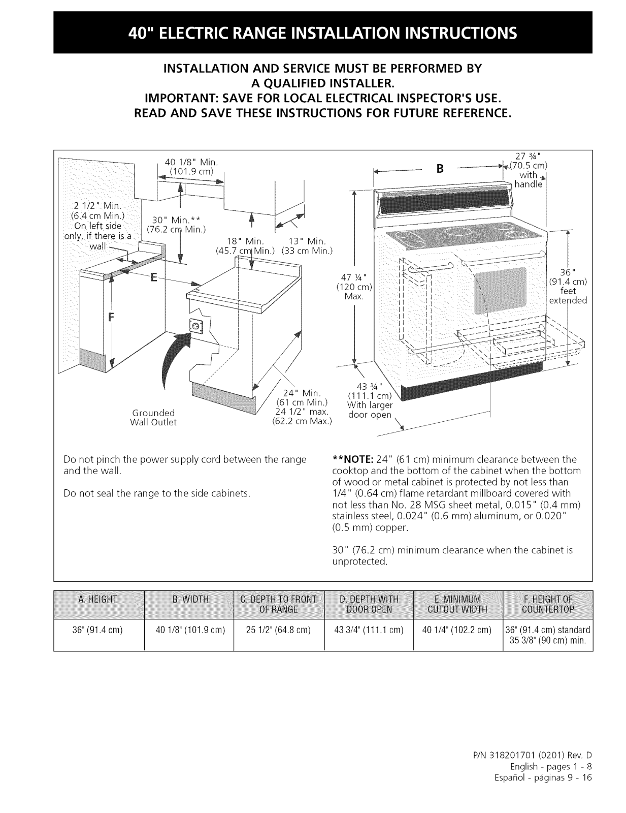 Frigidaire PLEF489CCE, PLEF489CCF, PLEF489CCH Installation Guide - ManualMachine.com