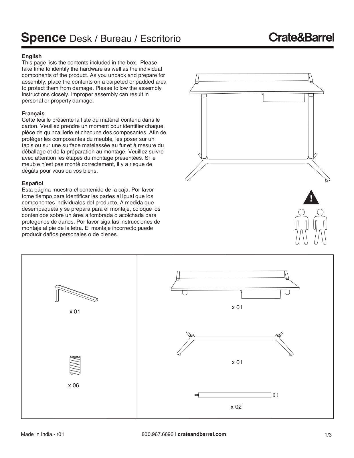 Crate & Barrel Spence Desk Assembly Instruction